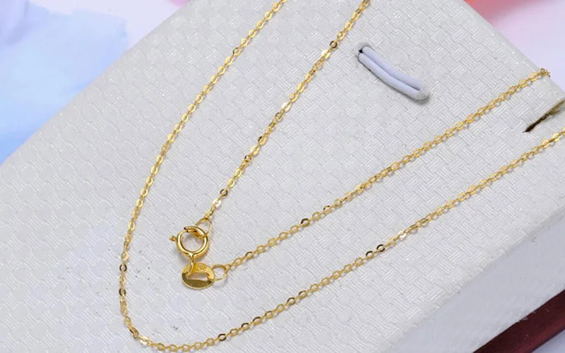 Sinya Hot Sale Promotion 18k Au750 Gold Necklace Clavicle Shine O Chain High Luster Good Quality for Women Ladies Girl DIY Use