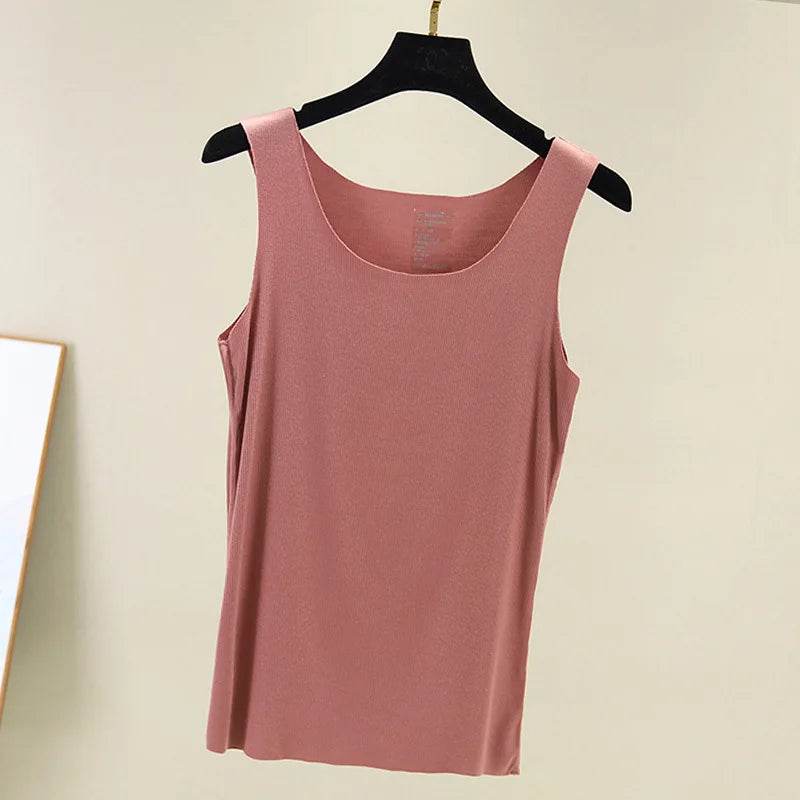 2021 Summer Women seamless Tank Tops O-Neck Casual Sleeveless Vest basic Tee Tops - AIAZ