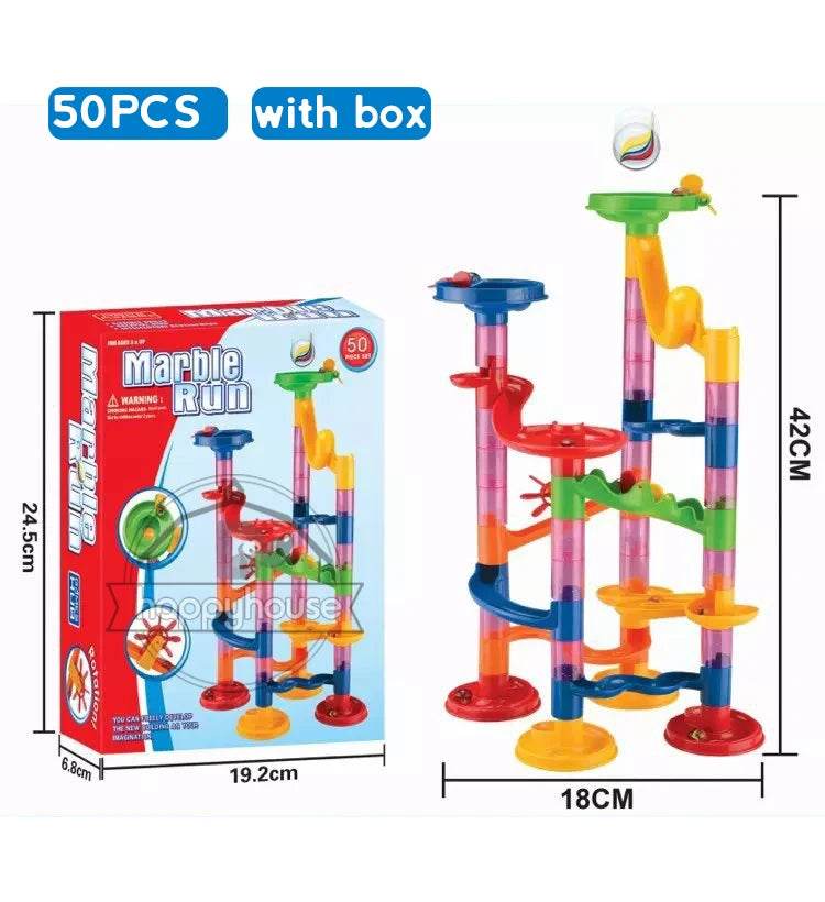Marble Run Race Track Building Blocks Kids 3D Maze Ball Roll Toy DIY Marble Run Race Coaster Set 80/105/109/133pc Christmas Gift - AIAZ