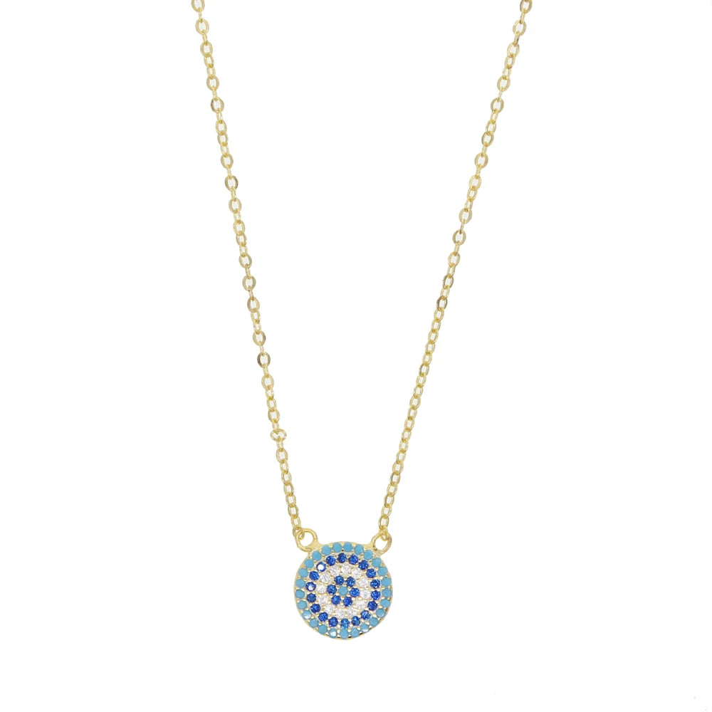 2025 New 925 Sterling Silver Evil Eye Hamsa White Blue AAA Cz Womens Lucky Eye Cz Pendant Necklaces Cute Girls Fashion Jewelry