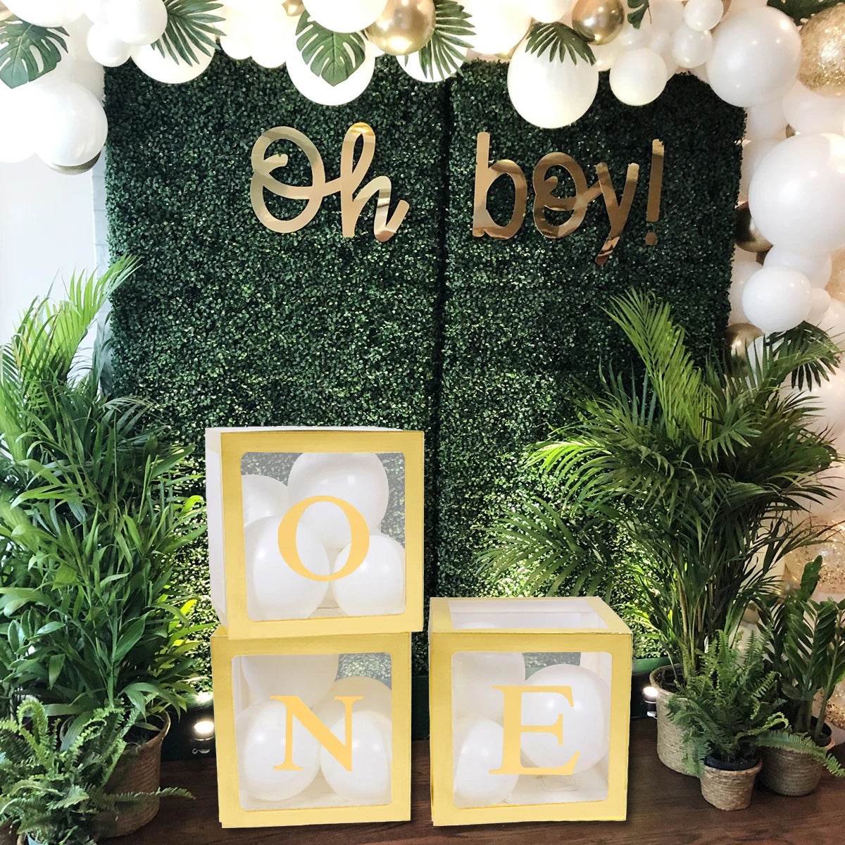 First Birthday Balloon Boxes For Party Decorations 1st Birthday Balloon Garland Decor with ONE Letter Boy Girl Baby Shower Decor - AIAZ