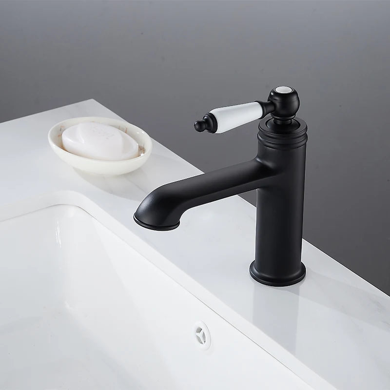 Bathroom Faucet Basin Mixer Black/Chrome Tap Single Handle Hot and Cold Water Brass Taps Becola Newest BR-2018A117