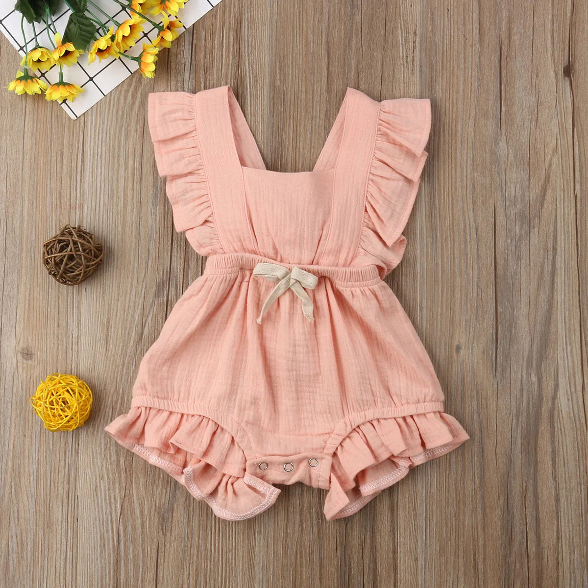 Citgeett sUMMER Newborn Baby Girls Ruffle Solid Color Bodysuit Jumpsuit Outfits Summer Casual Clothing Sunsuit