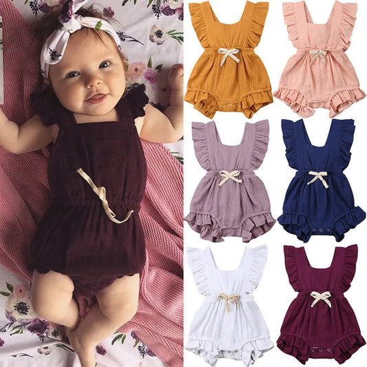 Citgeett sUMMER Newborn Baby Girls Ruffle Solid Color Bodysuit Jumpsuit Outfits Summer Casual Clothing Sunsuit