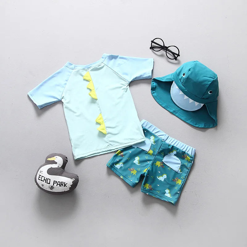 Baby Swimwear Dinosaur Print UPF50 Children's Swimsuit Separate Swimming Suit for Boy Bathing Clothes Toddler Boys Beachwear