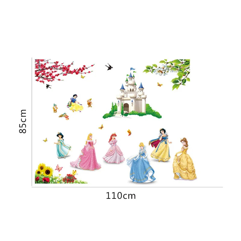 lovely castle Princess Wall Stickers For Kids Room Height Measure fairy tale Cartoon DIY Decoration Girl's Room Decoration gift