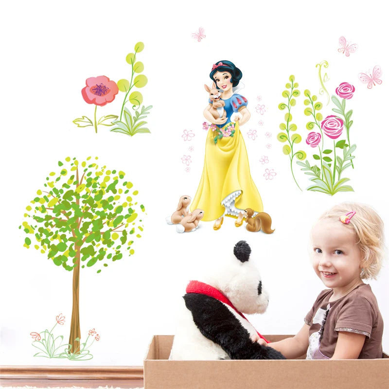 Cartoon Dancing Princess Tree Flower Wall Sticker For Kids Room Children Bedroom Computer Decoration Wall decals Poster Mural