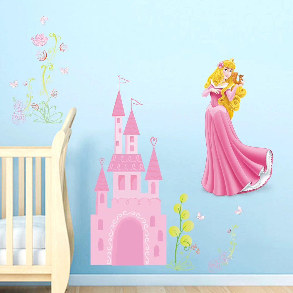 lovely castle Princess Wall Stickers For Kids Room Height Measure fairy tale Cartoon DIY Decoration Girl's Room Decoration gift