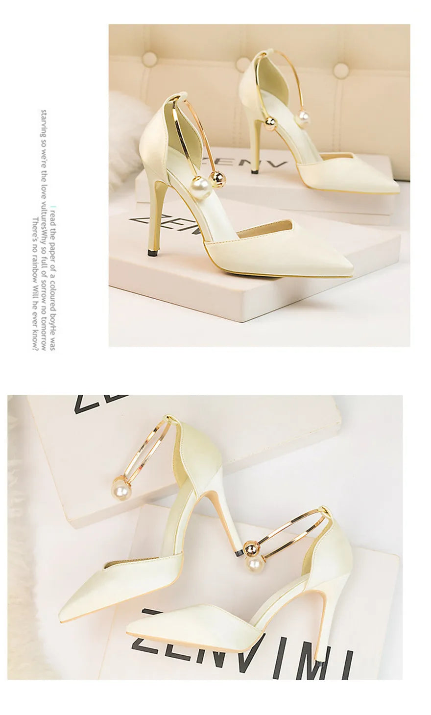 2025 New Elegant Pearl Metal Buckle High Heels Women Sandals Korean Fashion Soft Silk Pointed Ladies Shoes Party Sandals Shallow