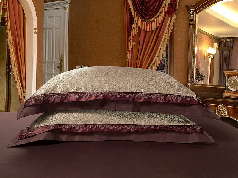 Sliver Gold Luxury Silk Satin Jacquard duvet cover bedding set queen king size Embroidery bed set bed sheet/Fitted sheet set