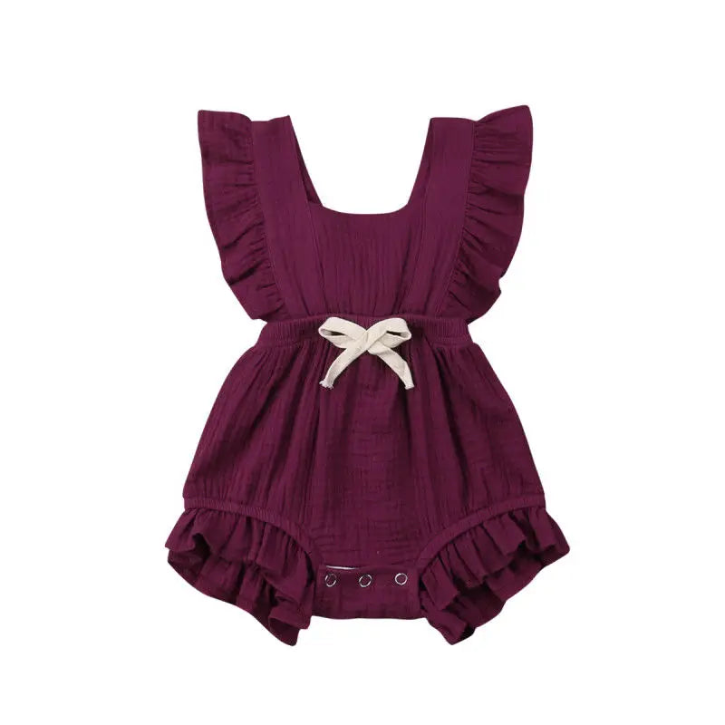 Citgeett sUMMER Newborn Baby Girls Ruffle Solid Color Bodysuit Jumpsuit Outfits Summer Casual Clothing Sunsuit