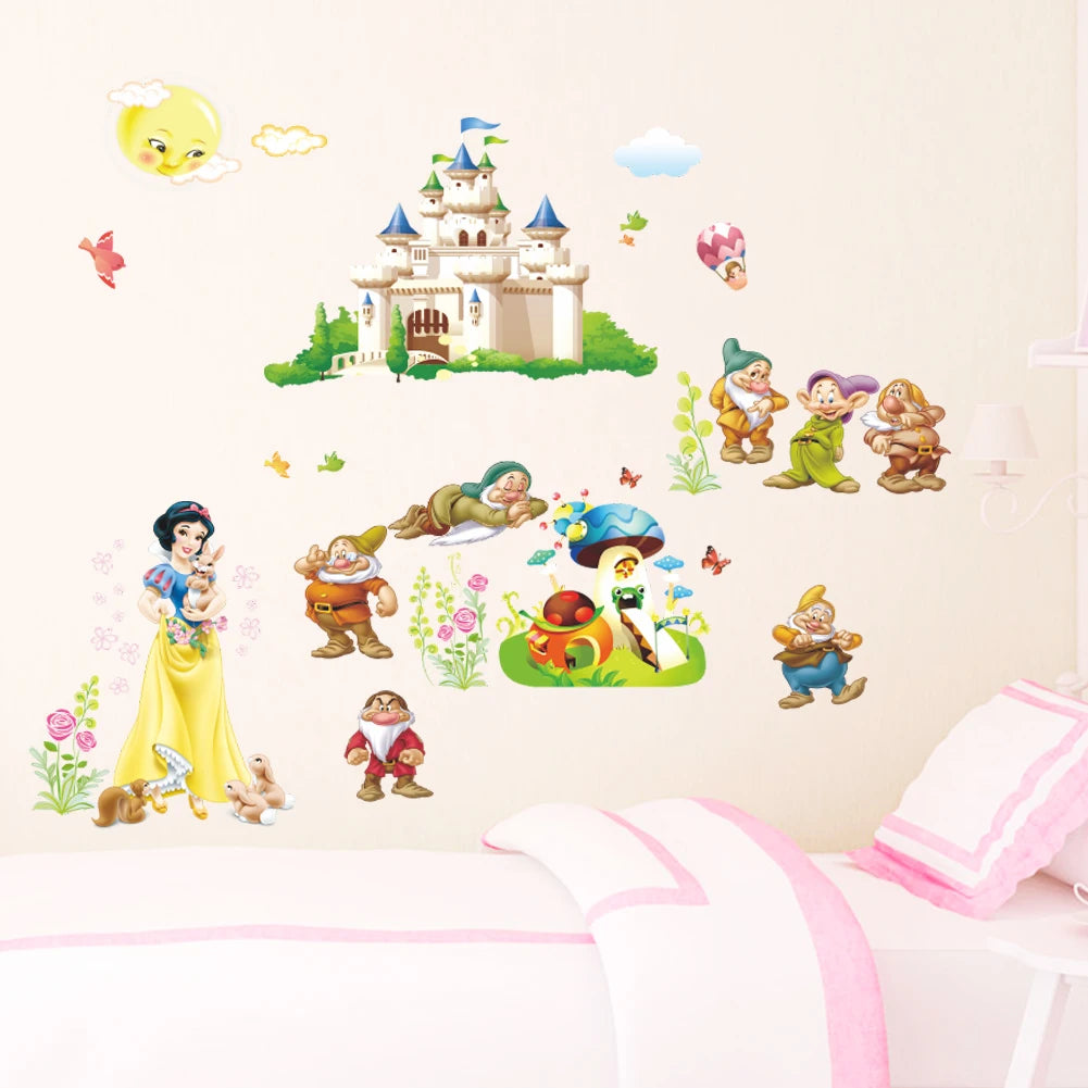 lovely castle Princess Wall Stickers For Kids Room Height Measure fairy tale Cartoon DIY Decoration Girl's Room Decoration gift