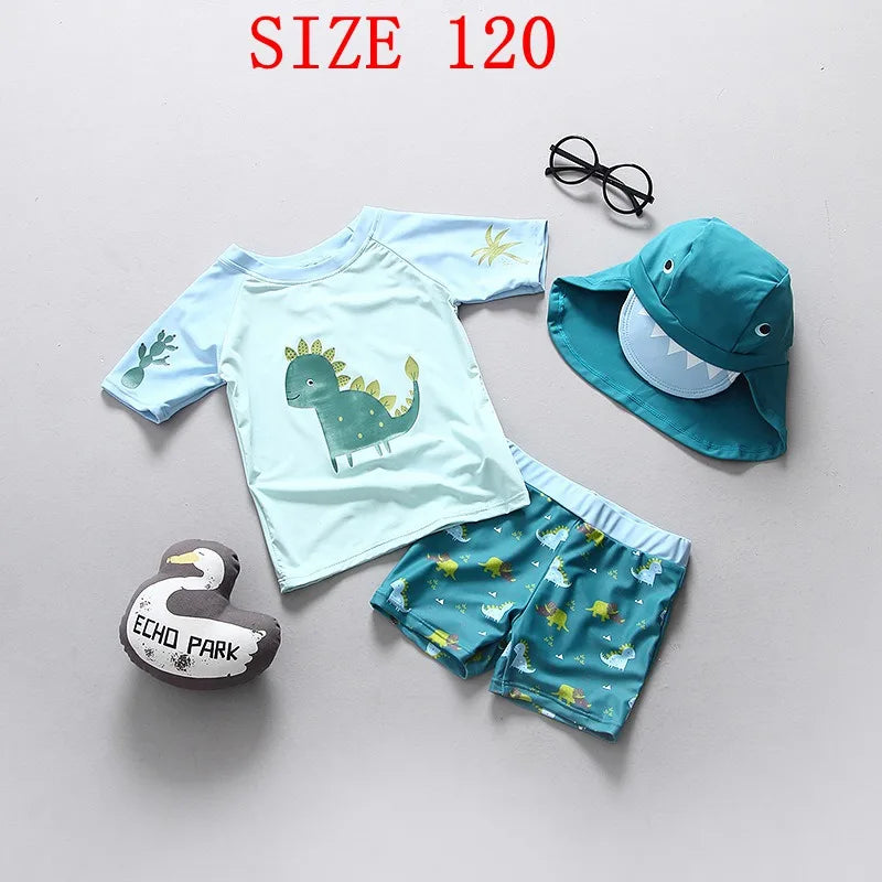 Baby Swimwear Dinosaur Print UPF50 Children's Swimsuit Separate Swimming Suit for Boy Bathing Clothes Toddler Boys Beachwear