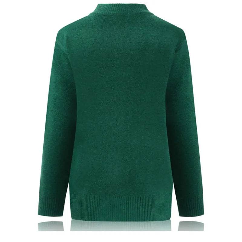 Grandma Knitted Cardigan Jacket Autumn Winter Loose Women Print Long-sleeve Sweater Coat Plus size Warm Cardigan Women clothing - AIAZ