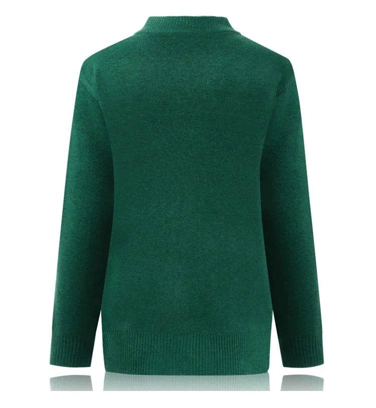 Grandma Knitted Cardigan Jacket Autumn Winter Loose Women Print Long-sleeve Sweater Coat Plus size Warm Cardigan Women clothing - AIAZ