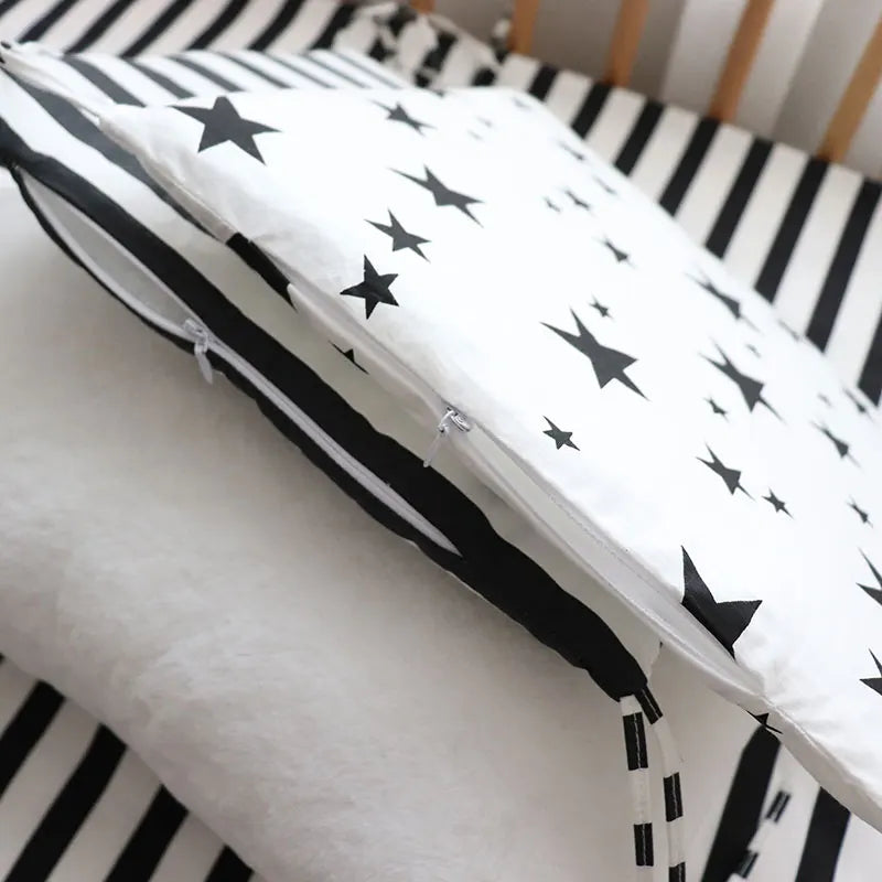 Baby Bedding Set Nordic Striped Star Crib Bedding Set With Bumper Cotton Soft Baby Bed Linen Items For Newborns Nursery Decor