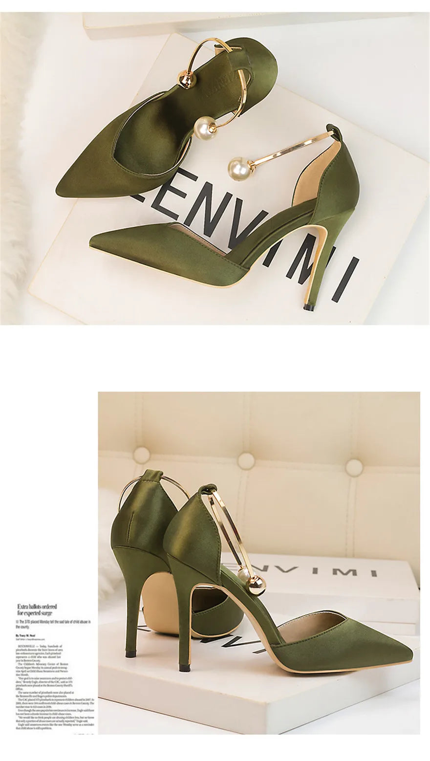 2025 New Elegant Pearl Metal Buckle High Heels Women Sandals Korean Fashion Soft Silk Pointed Ladies Shoes Party Sandals Shallow