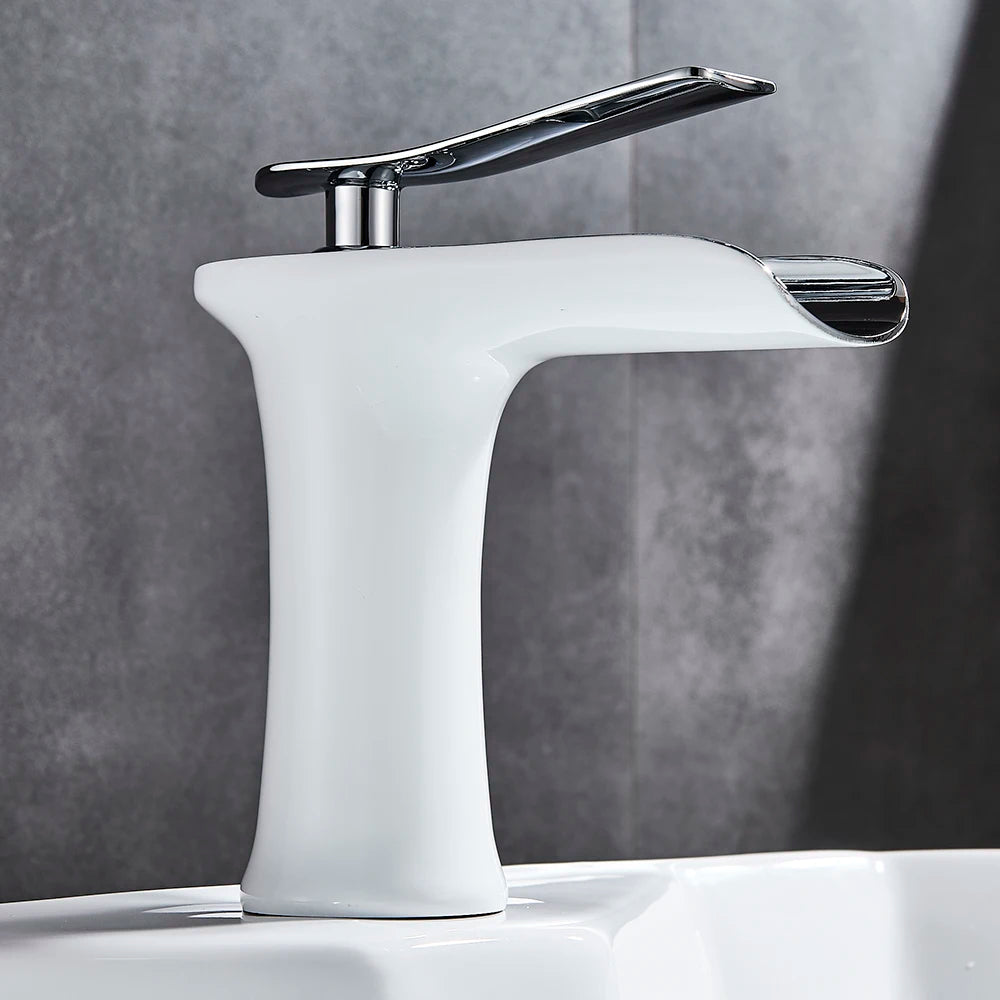 Basin Faucets Waterfall Bathroom Faucet Single handle Basin Mixer Tap Bath Antique Brass Faucet Sink Water Crane Silver Taps