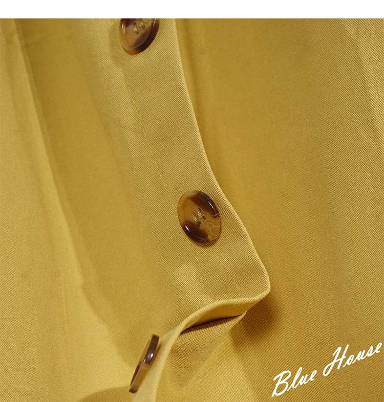 Summer Autumn Skirts Womens Midi Knee Length Korean Elegant Button High Waist Skirt Female Pleated School Skirt - AIAZ