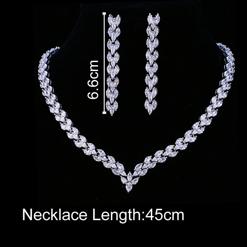 Emmaya Exquisite Cubic Zirconia Wedding Party Jewelry Set Gold Color High Quality CZ Bridal Necklace Earring