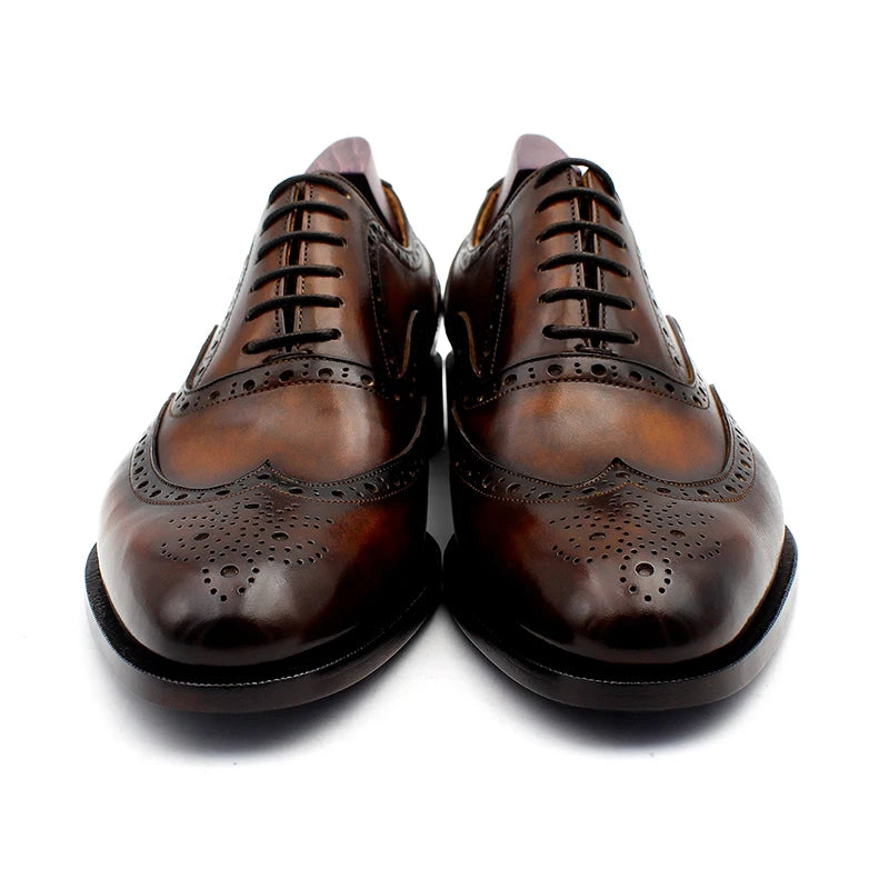 cie oxford patina brown brogues dress shoe genuine calf leather outsole men leather work shoe handmade quick delivery No. 20311