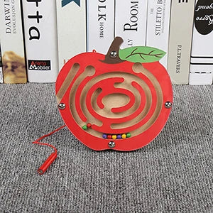 Kids Magnetic Maze Toy Mini Wooden Interactive Maze Pen Driving Beads Maze Puzzle Board Game Eduactional Toys for Toddlers Baby