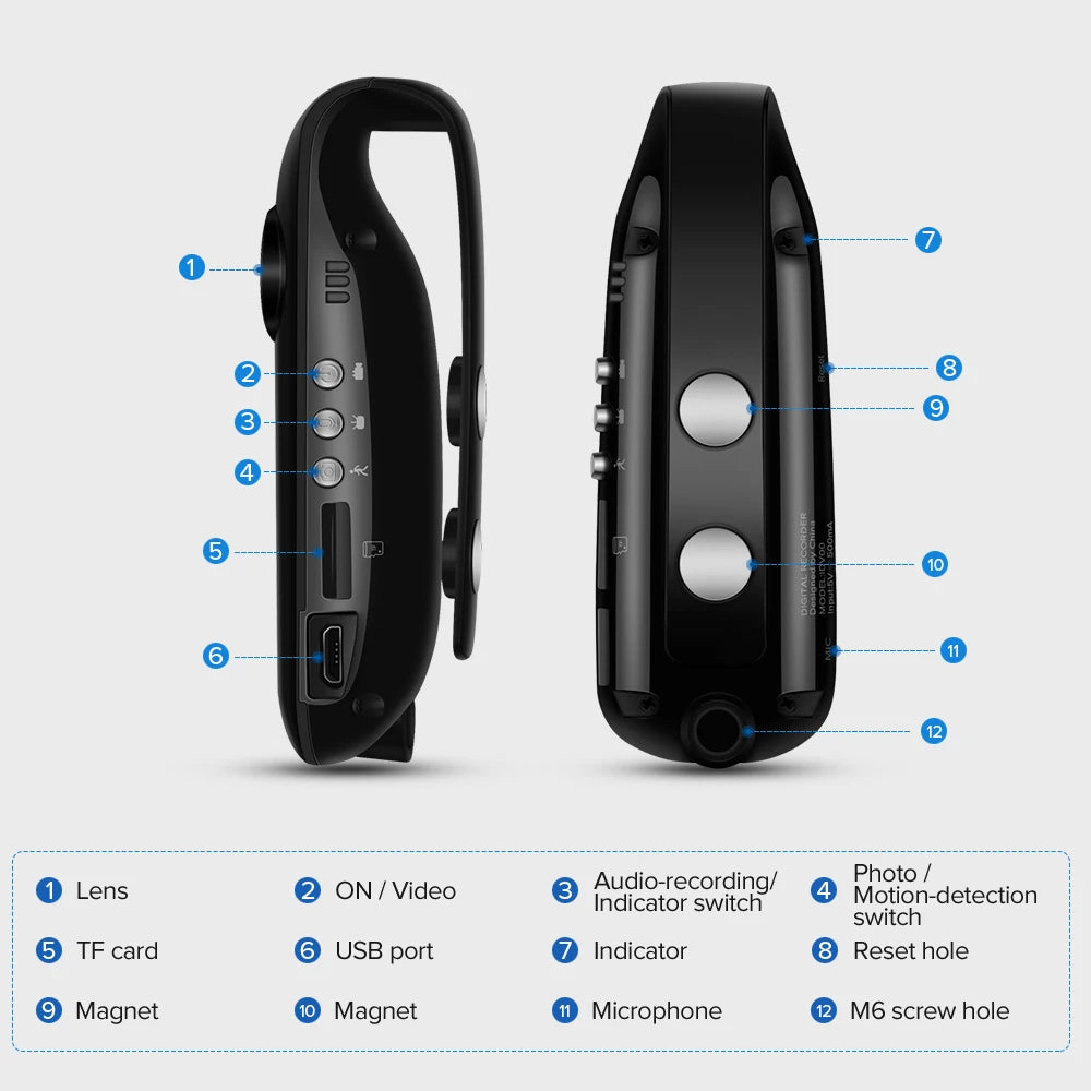 BOBLOV Mini Camera 1080P Full HD  Police Camera Digital Video Recorder Dashcam Body Cam H.264 Camcorder Wide Angle Small Camera