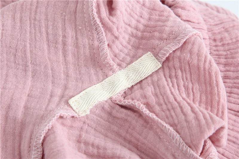 Solid Breathable Lovers 100% Cotton Crepe Pajamas Sets Women Men Autumn Long Sleeve Fresh Soft Pijama Mujer Casual Pyjamas - AIAZ