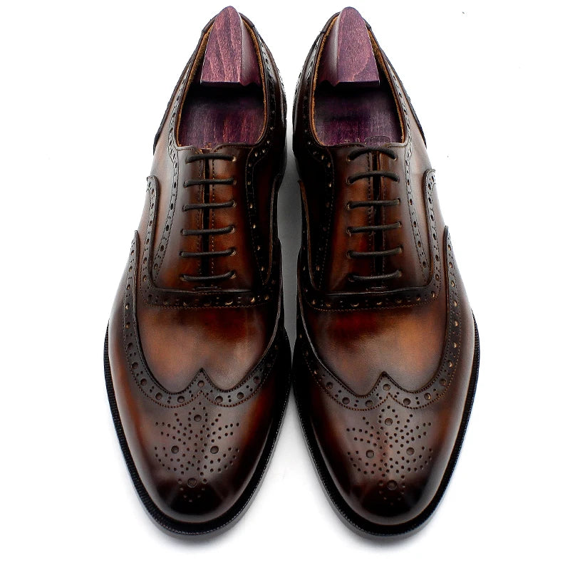 cie oxford patina brown brogues dress shoe genuine calf leather outsole men leather work shoe handmade quick delivery No. 20311