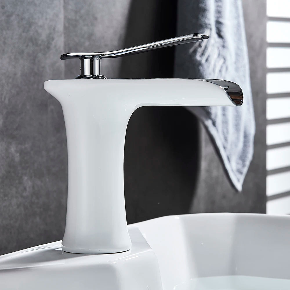 Basin Faucets Waterfall Bathroom Faucet Single handle Basin Mixer Tap Bath Antique Brass Faucet Sink Water Crane Silver Taps