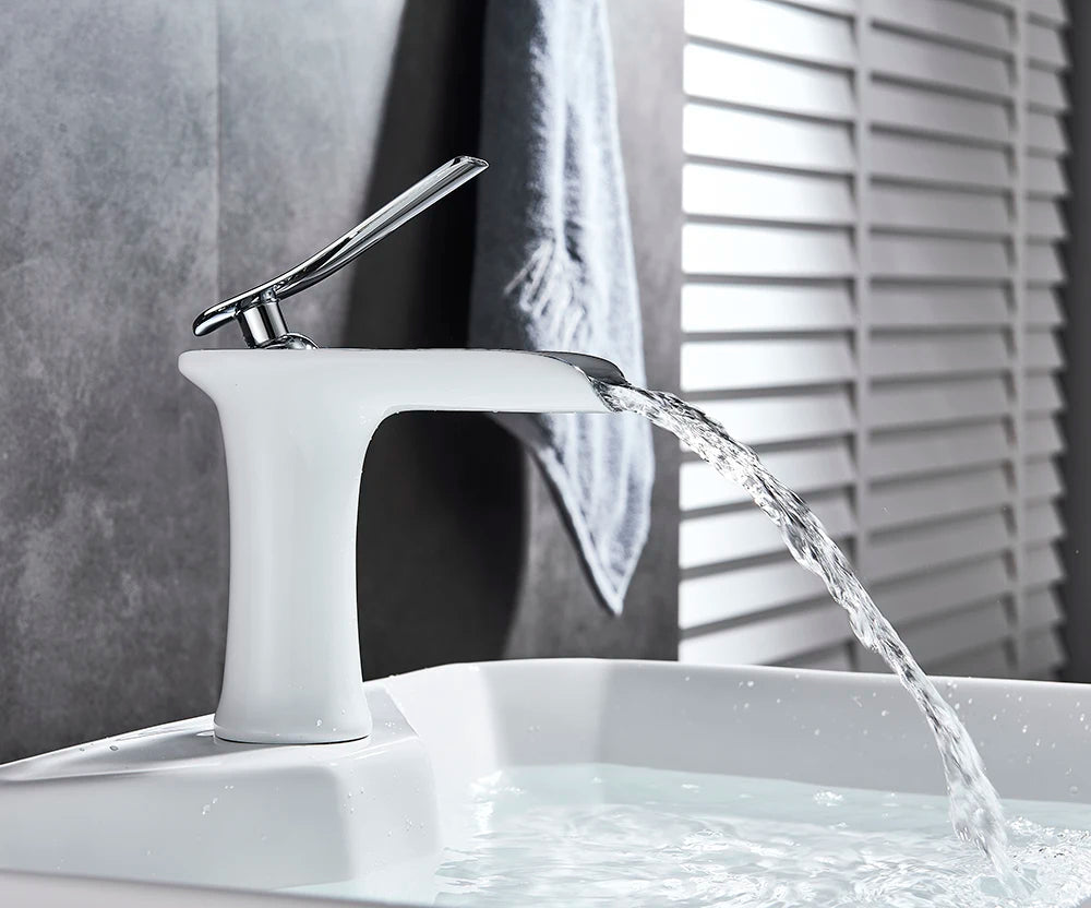 Basin Faucets Waterfall Bathroom Faucet Single handle Basin Mixer Tap Bath Antique Brass Faucet Sink Water Crane Silver Taps