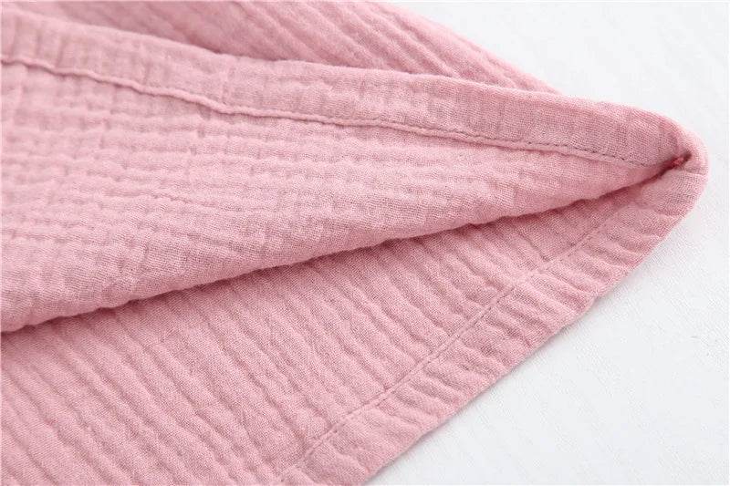 Solid Breathable Lovers 100% Cotton Crepe Pajamas Sets Women Men Autumn Long Sleeve Fresh Soft Pijama Mujer Casual Pyjamas - AIAZ