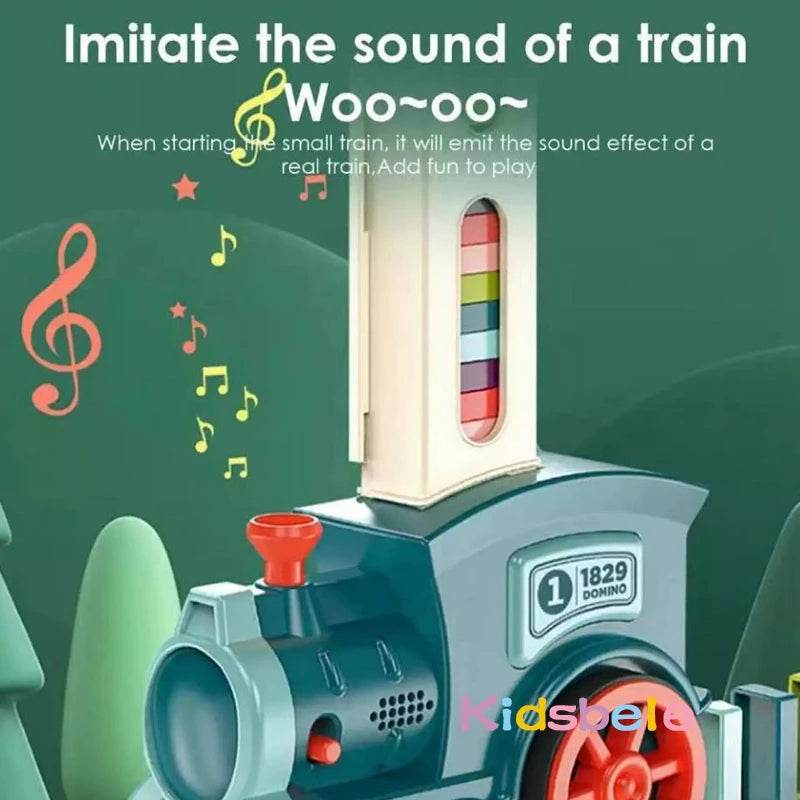 Kids Electric Domino Train Car Set Sound & Light Automatic Laying Dominoes Brick Blocks Game Educational Christmas Gift Kids Toy - AIAZ