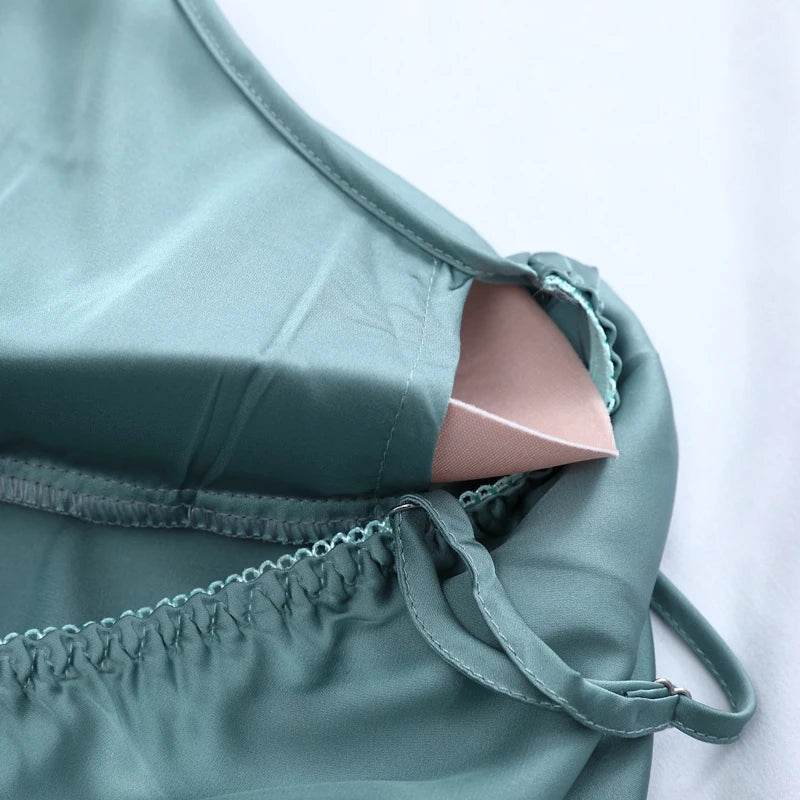 Pajamas for Women Pijama Mujer 4 Piece Set Sexy Ladies Pyjama Sleepwear Women Pajama Sets Sleep Lounge with Chest Pads Home Wear - AIAZ