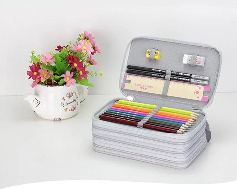 School Pencil Case Supplies Kit 36/48/72 Slot Stationery Pencilcase for Girls Compartment Pen Box Large Cartridge Bag Acsesories - AIAZ