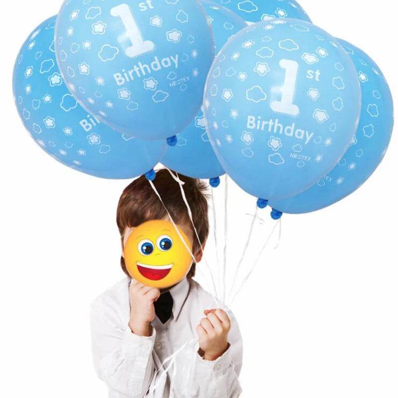 10Pcs Baby Shower 1st Birthday Balloon Pink blue Latex Balloon For Boys Girls Baby 1 Year Old First Birthday Kids Gift Toys - AIAZ