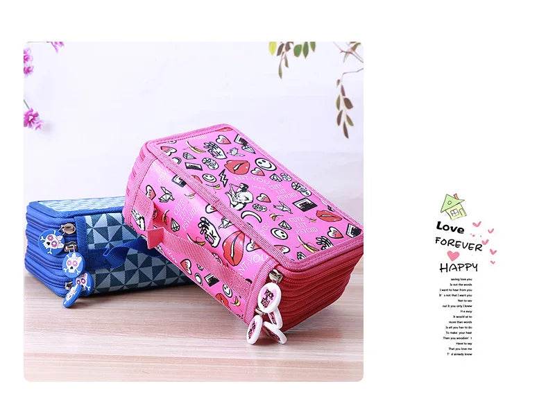 School Pencil Case Supplies Kit 36/48/72 Slot Stationery Pencilcase for Girls Compartment Pen Box Large Cartridge Bag Acsesories - AIAZ