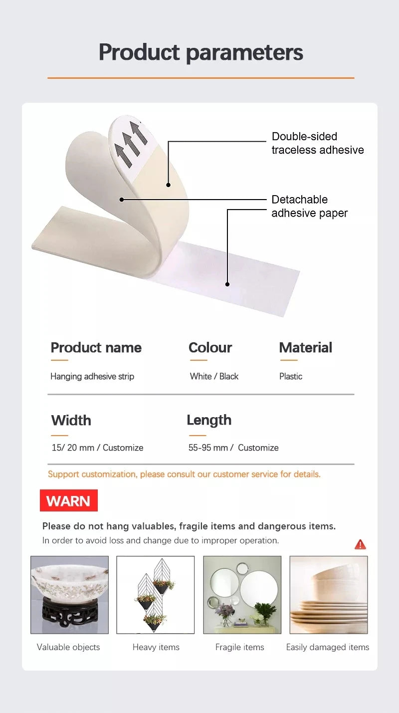 Punch-free Frame Tape Strips Assorted Mounting Self Adhesive Picture Frame Fixed Poster Wall Hook Decorate Fixing wall Hanger