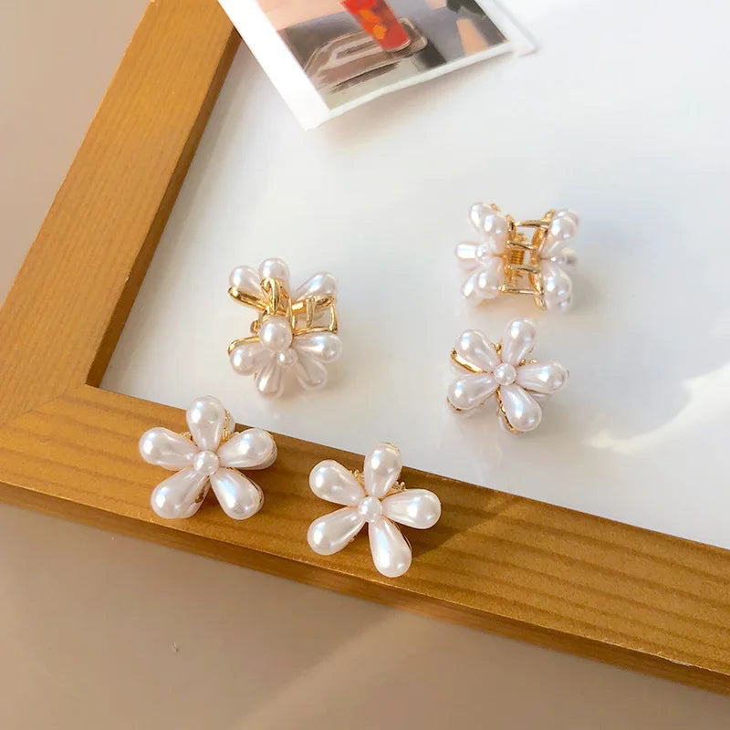 1Set Alloy Mini Pearl Women air Claws Small Hair Claws Kids Sweet Hairpins Hair Clips Fashion Matte Headbands Hair Accessories
