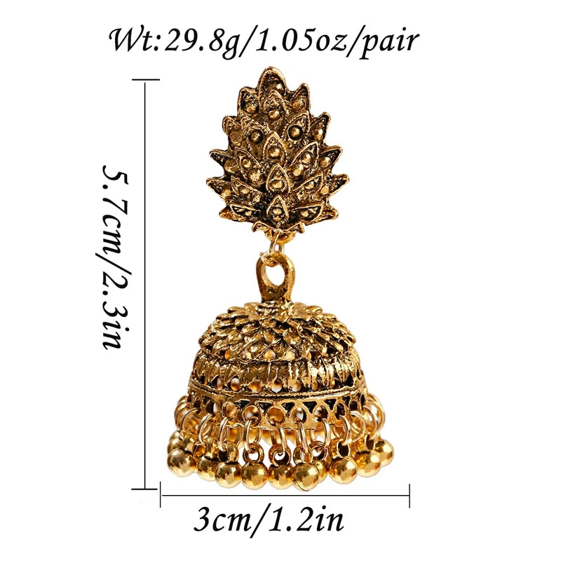 Boho Afghan Ethnic Drop Earrings For Women Pendient Gold Color Gyspy Silver Color Bell Ladies Indian Earring Jewelry