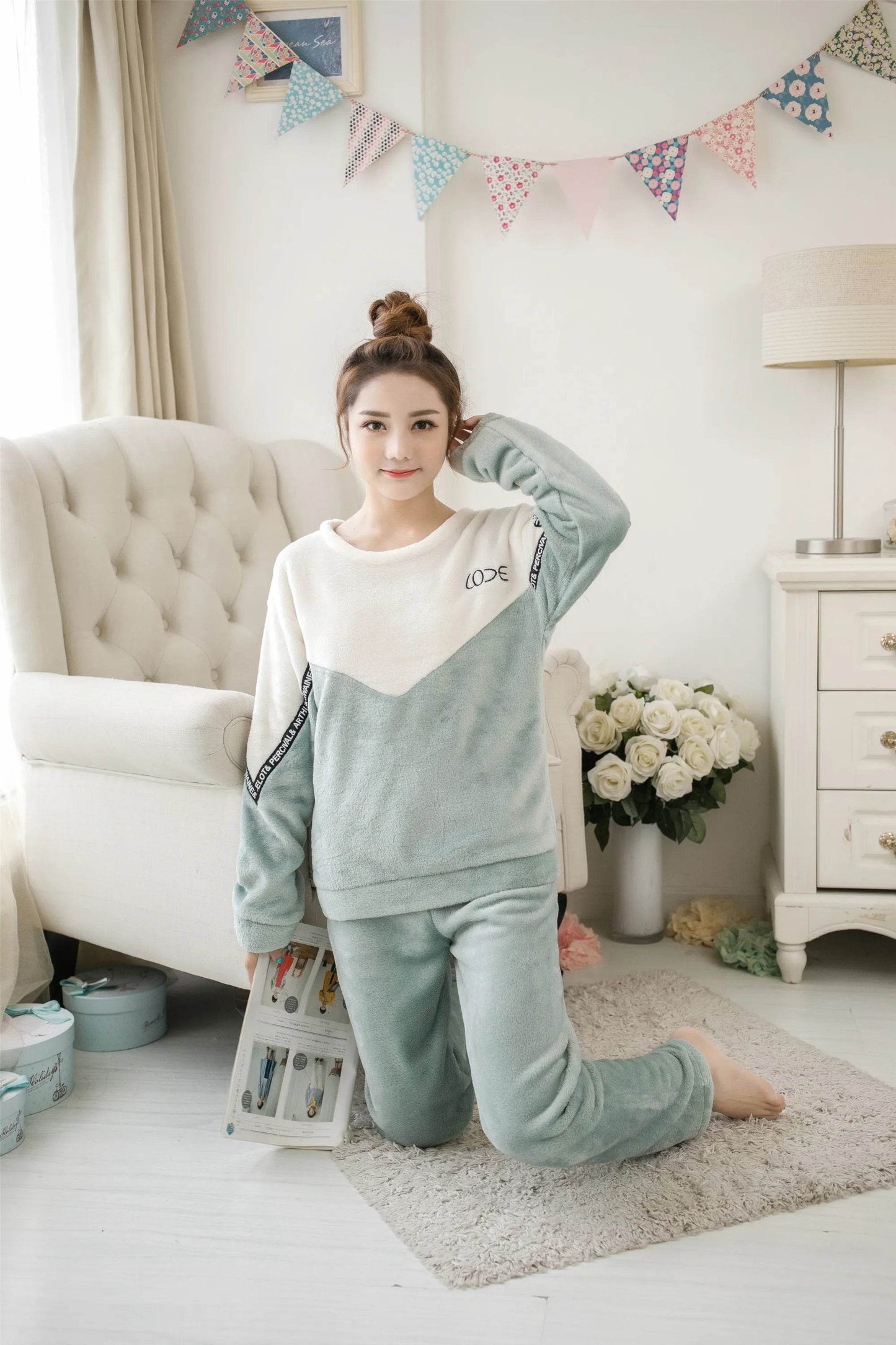 Women Pajamas Autumn Winter Flannel Warm Woman Sleepwear Korean cute Cartoon Pajama Set Fashion Pijama Mujer Home Cloth Pyjamas - AIAZ