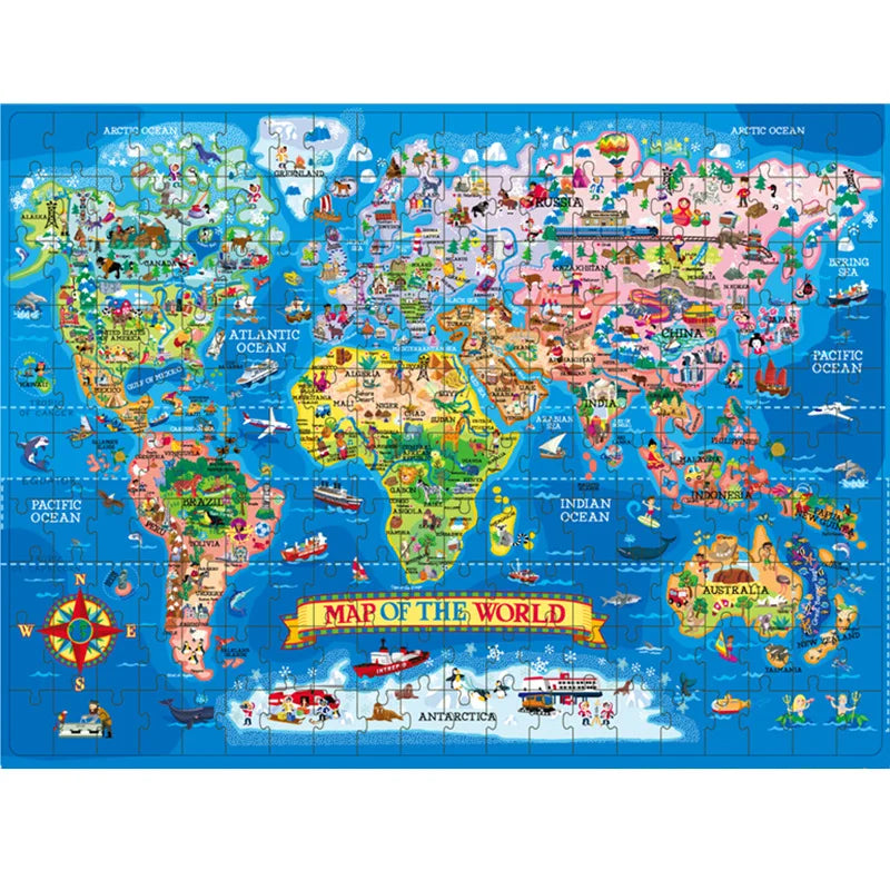 200pcs Jigsaw Puzzle United States World Map Paper Puzzles for Adults Children Decompression Game Kid Educational Gift Toys