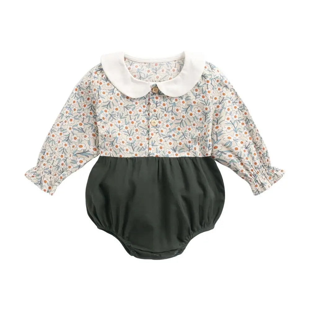 Sanlutoz Princess Newborn Baby Girl Bodysuits Long Sleeve Cotton Baby Clothes Flowers Plaid Cute