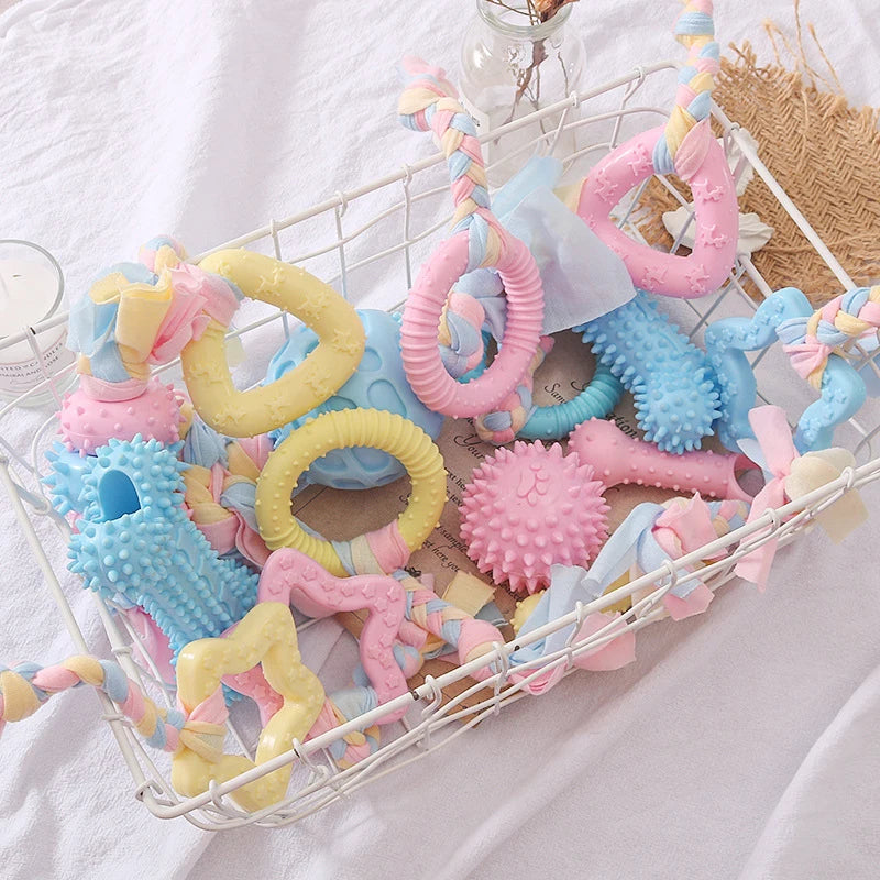 Pet Dog Toys For Small Dog Chews TPR Knot Toys Bite Resistant Molar Teeth Cleaning Dog Training Supplies Interactive Accessories