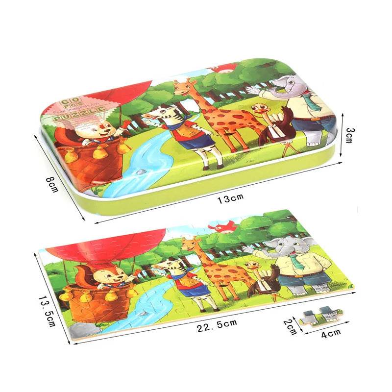 Hot New 60 Pieces Wooden Puzzle Toys for Children Cartoon Vehicle Animal Wood Jigsaw Baby Learning Educational Toy Kids Gift - AIAZ
