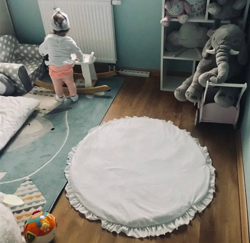 100cm Newborn Baby Padded Play Mats Soft Cotton Crawling Mat Girls Game Rugs Round Floor Carpet For Kids Interior Room Decorate
