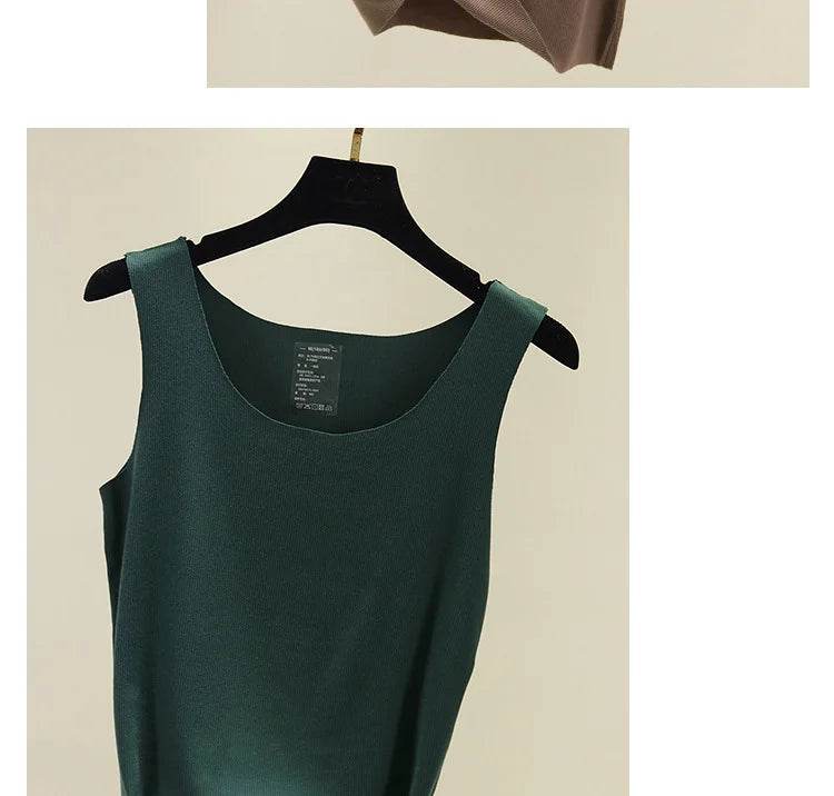 2021 Summer Women seamless Tank Tops O-Neck Casual Sleeveless Vest basic Tee Tops - AIAZ