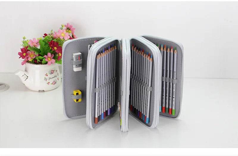 School Pencil Case Supplies Kit 36/48/72 Slot Stationery Pencilcase for Girls Compartment Pen Box Large Cartridge Bag Acsesories - AIAZ