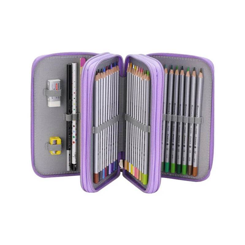 School Pencil Case Supplies Kit 36/48/72 Slot Stationery Pencilcase for Girls Compartment Pen Box Large Cartridge Bag Acsesories - AIAZ