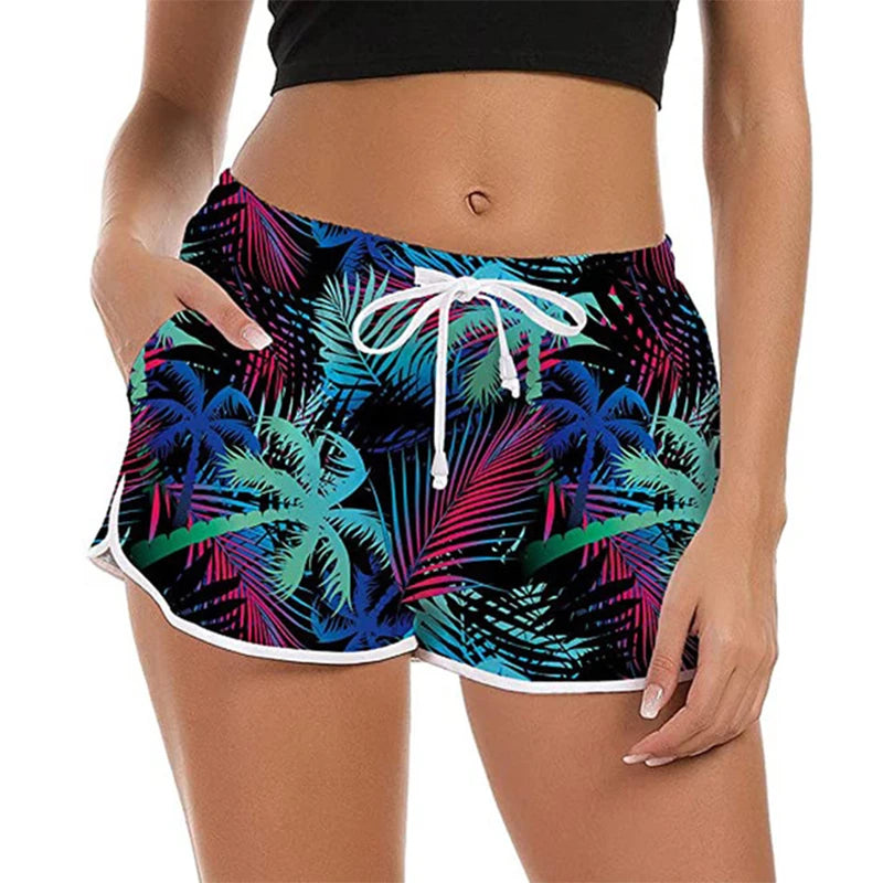 Quick Dry Swim Shorts Women Summer Beach Gym Shorts Mujer Sexy Sport Loose Surf Swimwear Athletic Running Board Short Pant Woman
